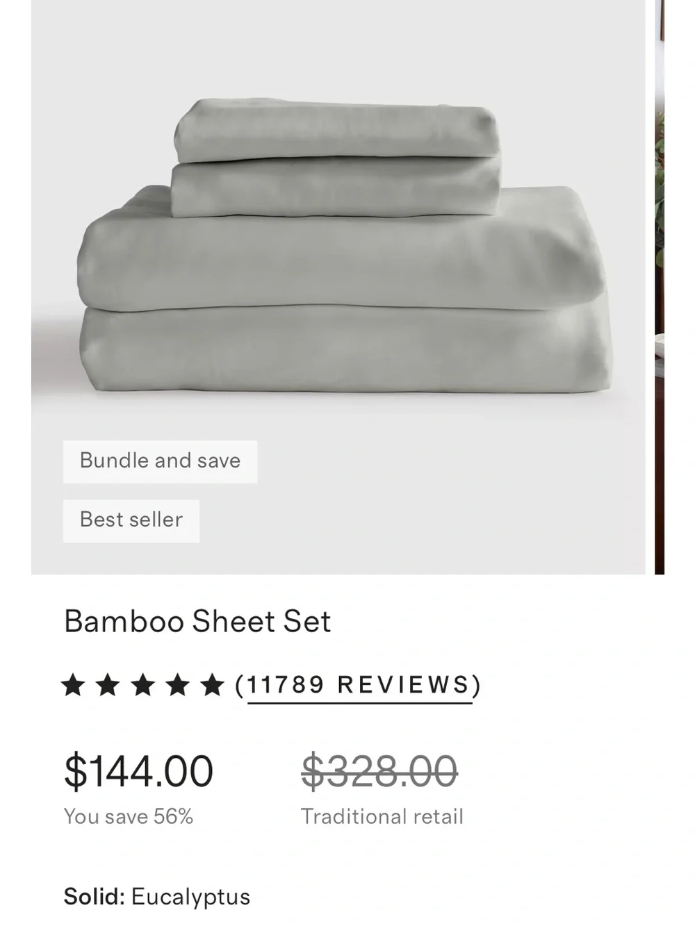 Quince Bamboo Sheet Set in Eucalyptus